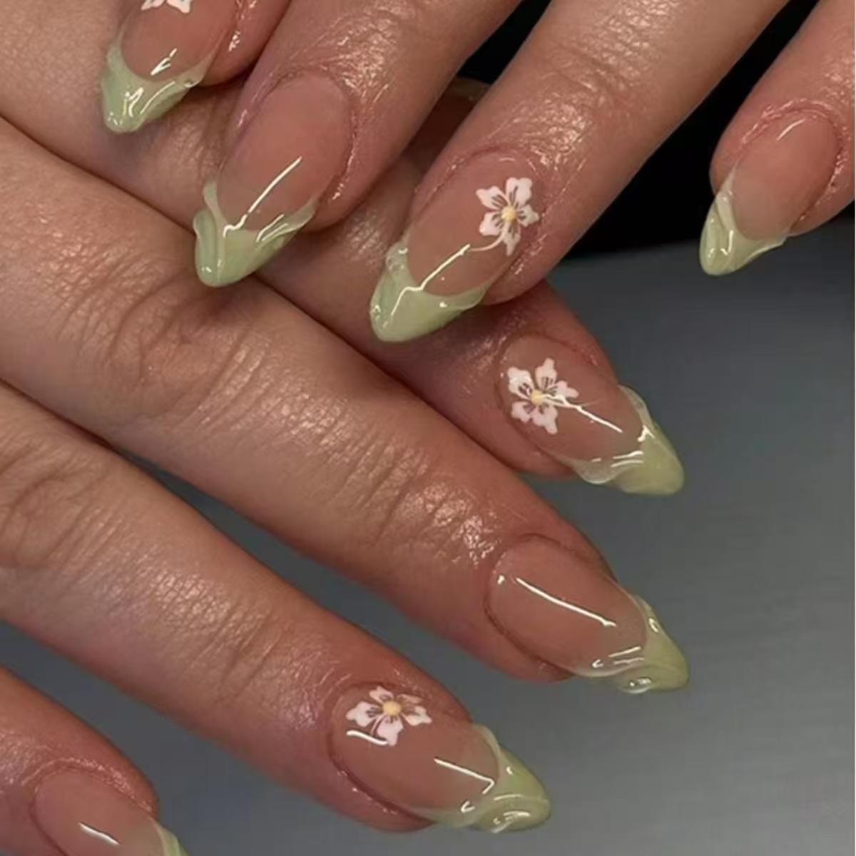 Pressed Flower Art - 24 adet Basit Yeşil Fransız Sahte