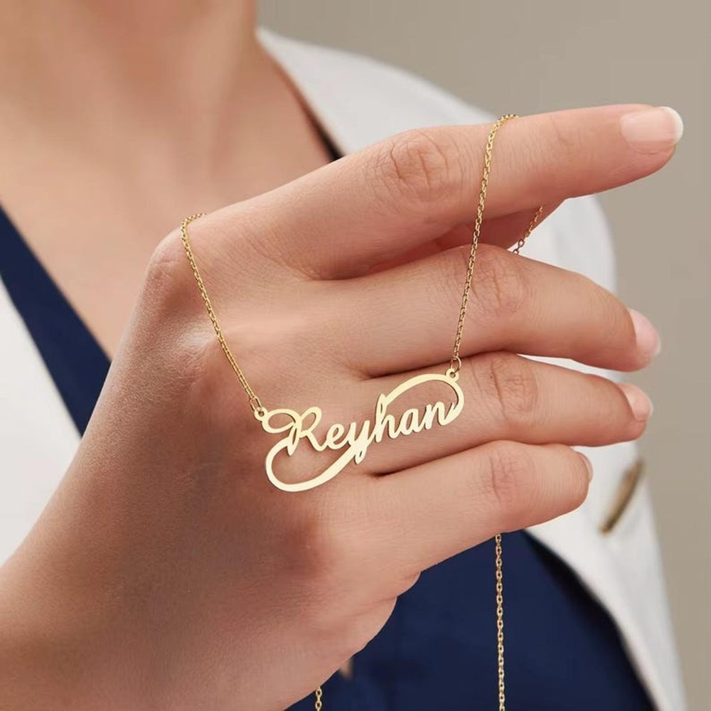 Birth Flower Necklace - Özel Sonsuzluk İsimli Kolye Altın Kaplama